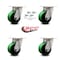 Service Caster 4 Inch Kingpinless Green Poly on Steel Wheel Swivel Caster Set with Swivel Lock SCC-KP30S420-PUR-GB-BSL-4 - alternate 6